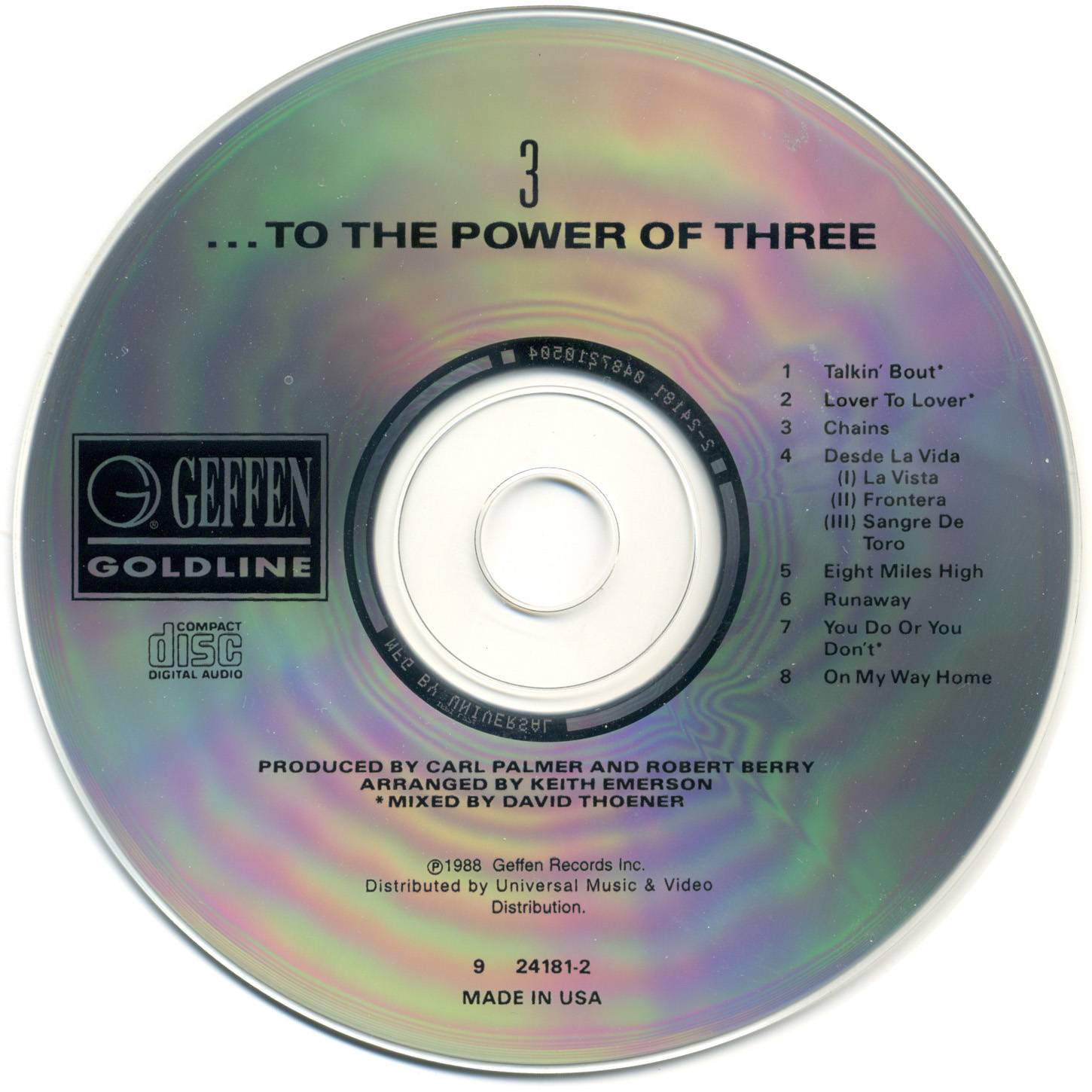 Emerson, Lake and Palmer 3 To The Power of Three [cd usa]